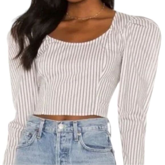 Free People Caroline Stripe Top in Neutral - Picture 1 of 10